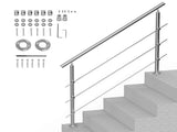 Handrails for Outdoor Steps, 59 in Length 3 Crossbars Stair Hand Rail Kit, Transitional Stainless V952-BXGSLZFS150CBU3NGV0