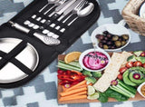 10Pcs Camping Cutlery Set, Stainless Steel Picnic Utensils with Plates and Bottle Opener, V1188-MS-819-055