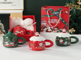 Christmas mug, ceramic mug, mug with lid and spoon, Santa Claus mug, festive decor, Christmas gift, V1106-128-68671-COL-FAN