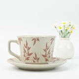High-Fired Ceramic Stoneware Speckle Cup & Saucer Set 380ml Floral Tea Spoon EARTHY RED V274-HA-LA-P0024818-RD