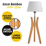 Bamboo Tripod Table Lamp Desk Modern Rustic Geo Light w Linen Shade V563-BR-75098