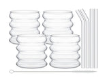4 Pcs Creative Glass Cups Vintage Drinking Glasses Ribbed Glassware Aesthetic Cups Entertainment V1369-AZ3-W-07151