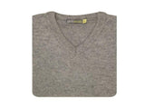 100% Shetland Ragg Wool V Neck Knit Jumper Pullover Mens Sweater Knitted - Grey - XL V563-SW-VN-GRY21-XL
