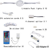 Under Counter LED Light Kit, RGBW Under Cabinet Lighting, 10 Packs Colored Cabinet Lights with V1171-CC-RGBW1024VAU