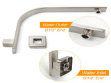 Brushed Nickel Silver Square 12" Rain Shower Head & Brass Gooseneck Wall Arm Set V1233-A602NKSS112N