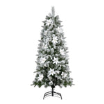 Jingle Jollys Christmas Tree 1.8m Xmas Tree Snow Flocked Flowers Decor 564 Tips XM-TR-SLIM-6F-GS