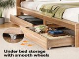 Artiss 2pcs Under Bed Storage with Wheels Rolling Wooden Drawers King Single & Queen WBED-F-DRAW-OAT-KSQ-WD-X2