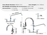 Commercial Faucet with Pre-Rinse Sprayer, 21" Height, 8" Center, 12" Swing Spout, Wall Mount Kitchen V952-BGSYCXSLTBGS9X3ACV0