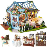 Dollhouse Miniature with Furniture Kit Plus Dust Proof and Music Movement - Rosa Garden Tea V178-13578