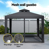 Instahut Gazebo Marquee 3m Outdoor Event Tent Camping Party Mesh Wall Canopy Grey GAZEBO-IR-WED-3X3-GY