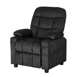 Keezi Kids Recliner Chair Black Velvet Sofa Lounge Couch Children Charis Armchair KID-RECLINER-SIDE-BK