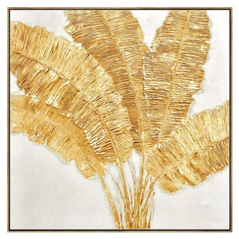 100X100cm Lustrous Leaves Dark Wood Framed Hand Painted Canvas Wall Art V411-SOK-HMTWF-14022WSD