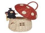 Rattan Mushroom-Shaped Storage Basket- Handmade Handcrafted, Pink V1370-AZ4-07882