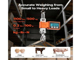 Digital Crane Scale, 1100 lbs/500 kg Max Capacity, Heavy Duty Industrial Hanging Scale with Cast V952-ZXDCDZK100GY2HJJS001V9