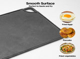 Reversible Cast Iron Griddle Rectangular BBQ Plate 43x24cm Double-Sided Flat Top Griddle Pan and V985-GRILLPRESS