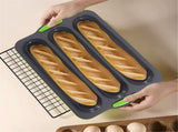 3-Slot French Bread Pan - Non Stick Silicone Baguette Mold for Hoagie, Sub Roll & Hot Dog Buns V1189-WXFWAL-20260319-00456