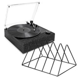 Victrola Eastwood II Turntable - Black Gadhouse Vinyl Rack Bundle - Black V398-VTR-74-BLK-VR