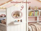 Artiss Kids Single Bed Frame House Bed Solid Wood Montessori Bed for Toddler White WBED-F-DREGO-S-WH-AB