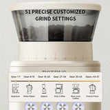 Electric Coffee Bean Grinder with 51 Precise Settings V728-1005007224111692-E