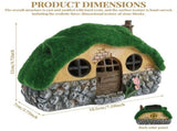 Solar Garden House Statue with Realistic Flocked Moss Roof, Built in Solar Panel Waterproof, Sun V1366-AZ2-W-15546