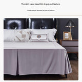 Grey 137x190x38cm Elastic Bed Skirt - Thickened Polyester Fitted Valance with Double-Layer V888-ELOSUNG56152-1
