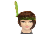 12x 1920s FLAPPER HEADBAND Headpiece Feather Sequin Charleston Gatsby Party BULK - Green V563-BR-12FLAPPERHDBND-GRN