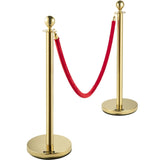 Velvet Ropes and Posts, 5 ft/1.5 m Red Rope, Stainless Steel Gold Stanchion with Ball Top, Red Crowd V952-TDZQTHRSGLZJ4238FV0