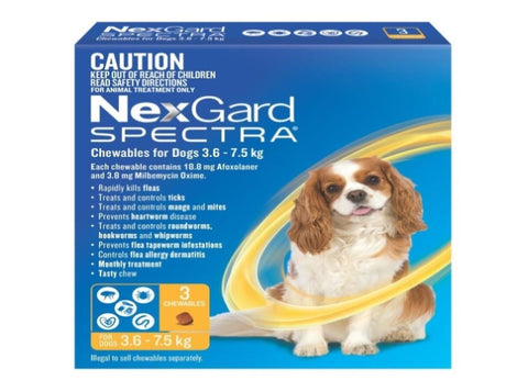 NexGard Spectra Dogs 3.6-7.5kg 3pk NEXGARD-WNGSS3_NZ