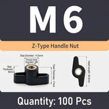 Z-Shaped Hand Knob Nut with Copper Threads for Woodworking Fixture Clamping, Machinery Adjustment, V1341-ZY-JPLLJK4D-M6