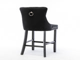 6X Velvet Bar Stools with Studs Trim Wooden Legs Tufted Dining Chairs Kitchen V226-SW1802BK-3