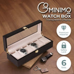 GOMINIMO 6 Slot Watch Display Box Black Wood V227-3720101022990