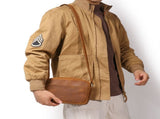 Men's Full Grain Leather Crossbody Bag Casual Commuter Shoulder Bag Vintage Messenger Multi-Function V1221-XM-LB5646-ZS202