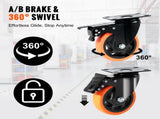Caster Wheels, 101.6 mm Swivel Plate Casters, Set of 4, Heavy Duty 159 kg Load Capacity Per Caster V767-VVR-PBJLCSJAZ4J3LNWL1V0