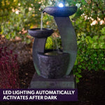 PROTEGE Solar Fountain Water Feature Outdoor Bird Bath with LED Lights - Charcoal V219-PMPFPKPROA3CB