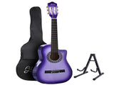 Alpha 34 Inch Classical Guitar Wooden Body Nylon String w/ Stand Beignner Purple GUITAR-D-34-PURPLE-CAPO