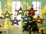 Glass Star Lantern Hanging Ornaments - Tea Light Lantern Window Hangings Patio Balcony Living Room V1258-DP02-F-796