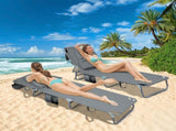Levede Foldable Beach Lounge Chairs with Face Hole Grey OD1066-DG