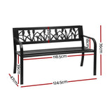 Gardeon Outdoor Garden Bench Seat Outdoor Furniture Steel 2 Seater Park Black GB-STEEL-XG282-BK
