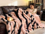 Class A Rabbit Fur Blanket Thickened Blanket Warm Blanket Home Decor Blanket - Gray - Size M V1347-114-50076-GRY-M200-230CM