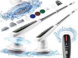Electric Spin Scrubber with Adjustable Extension Handle & 8 Brush Heads - Smart LED Display V888-ELOSUNG25802