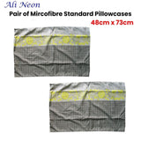 Pair of Microfiber Polyester Ali Neon Grey/Green Standard Pillowcases by Home Innovations V442-HIN-PILLOWC-ALINEONPAIR-GREY-RE