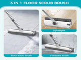 3-in-1 Floor Scrub Brush with Adjustable 137 cm Handle, Stiff Bristles and Built-In Scraper for V1189-LC-AMZ-00169