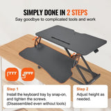 Standing Desk Converter, Two-Tier Stand up Desk Riser, 800 mm Large Sit to Stand Desk V952-ZMSJTSDXSX315ZZZAV0