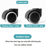 Office Chair Casters Wheels - Set of 5, Universal, Rodless, Silent, Easy Install, Metal, Swivel V1188-ZC-LHJ-216