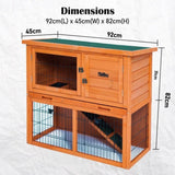 Rabbit Hutch Chicken Coop 92 x 45 x 82cm 2 Storey Cage Run Aria V274-PET-RH401