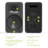 Kanto ORA4 140W Powered Reference Speakers with USB-C Input and Bluetooth - Black, Pair V398-KO-ORA4MB-I