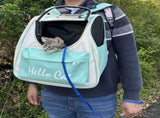 Hello Cat Nylon Pet Backpack, Large Capacity Foldable Travel Carrier with Zipper Closure, Easy V1106-MBB003