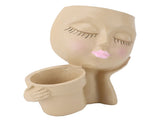 Face Planter Resin Fade Proof Unique Face Succulent Pot with Drainage Hole for Garden Decoration V1294-YM0901-3111240177111