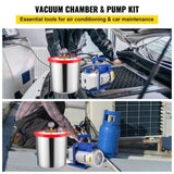 Vevor 5 Gallon Vacuum Chamber Silicone Expoxy Degassing With 3CFM 1/4HP Vacuum Pump 84 L/Min V952-QCKTZKB3CFM1-4J5TV3