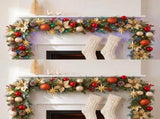 Christabelle 2.74m Timeless Elegance Christmas Garland Pre Lit Multi Function LED Gold Red Baub 112_SENTE274